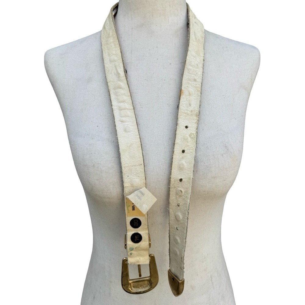 Lily Farouche Munich Vintage White Leather Studded Buffalo Nickel Western Belt - Picture 9 of 13